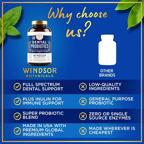 Vista 7 de Probióticos orales para dientes y encías - 3BN CFU Lactobacillus Salivarius Acidophilus Rhamnosus Streptococcus - Tratamiento para el mal aliento