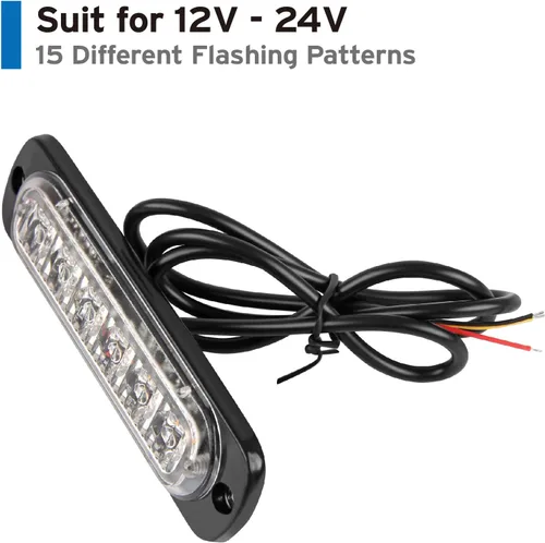 Vista 4 de Luces LED estroboscópicas de emergencia, 8X ámbar blanco 6 LED luz estroboscópica de advertencia de emergencia intermitente de montaje en superficie