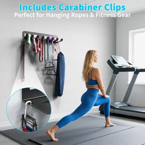 Vista 6 de KHAMAL Multi-Purpose Gym Equipment Storage Rack for Resistance Bands - Gym Wall Storage for Exercise Bands, Yoga mat, Jump Ropes, Weight Belts