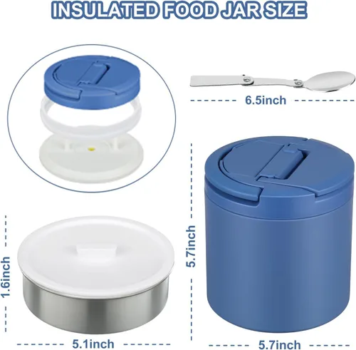 Vista 8 de Frasco de comida aislado de 40 onzas - Diga adiós a los derrames y comidas frías Tapa hermética a prueba de fugas QuickLift Thermo para comida
