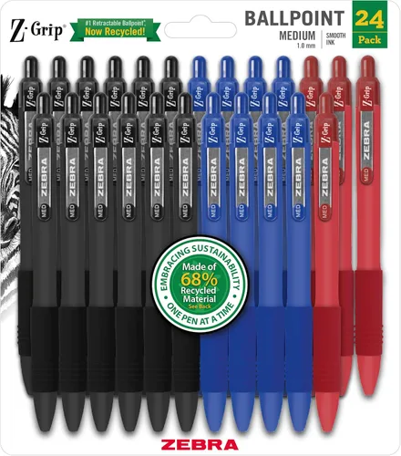 Vista 26 de Zebra Pen Bolígrafo retráctil con agarre en Z, punta mediana, 1.0 mm, tinta azul - 24 piezas (el embalaje puede variar)
