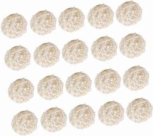 Vista 6 de Tbest Bolas decorativas de mimbre de ratán, 20 unidades, adornos decorativos para bodas, Navidad, fiestas de cumpleaños (blanco)