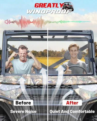 Vista 4 de StarknightMT Parabrisas Ranger XP 1000, Parabrisas frontal completo Ranger Compatible con Polaris Ranger XP 1000 2017-2026, Ranger Crew XP 1000