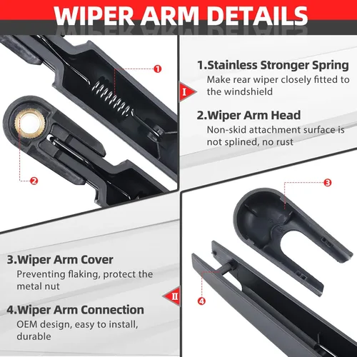 Vista 2 de OTUAYAUTO Kit de Brazo de Limpiaparabrisas Trasero - Reemplazo para Hyundai Veloster 2012-2017 - [Nuevo] OEM # 988112V000