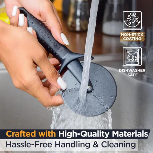 Vista 5 de Deiss Lux - Cortador de pizza resistente con cortador de ruedas, rueda de acero inoxidable afilada y suave con mango antideslizante de fácil agarre
