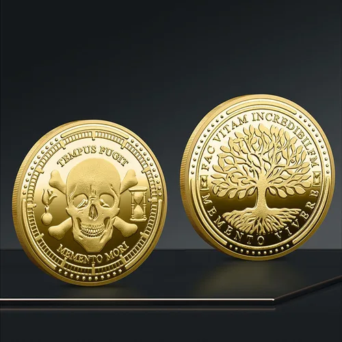 Vista 7 de Reflexiones estoicas: Monedas Memento Mori y Memento Vivere - Abraza la esencia de la vida con recordatorios reflexivos