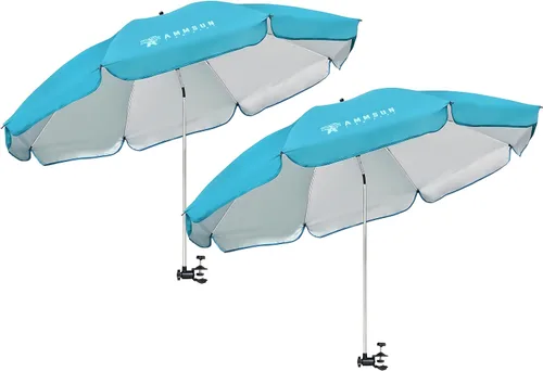 Vista 9 de AMMSUN Paraguas para silla XL con abrazadera universal ajustable de 47 pulgadas y giratorio de 360 grados UPF 50+, abrazadera portátil para silla
