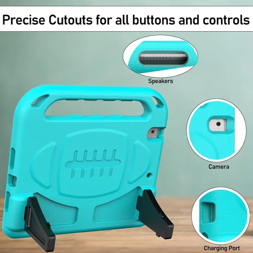 Vista 5 de LTROP Funda infantil para iPad de 6ª y 5ª generación, funda para iPad de 9.7 pulgadas 2018/2017, iPad Air 2 para niños, protector de pantalla