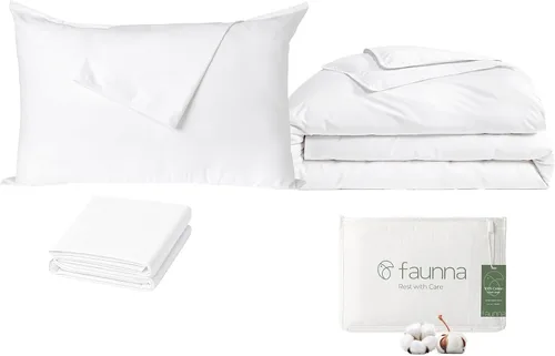 FAUNNA Funda de edredón 100% algodón, a prueba de insectos y ácaros, hipoalergénica, tamaño Queen, paquete de 4 protectores de almohada