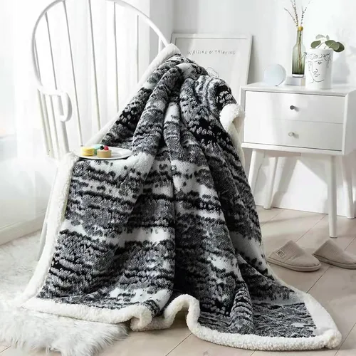 Vista 7 de LGYKUMEG Manta Sherpa para sofá y cama, manta Sherpa reversible de 2 capas negra, mullida, acogedora y cálida, manta de microfibra sólida de 40 x 59