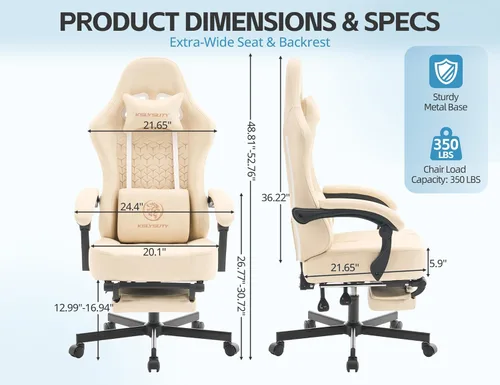 Vista 2 de Silla de oficina para oficina en casa, silla de escritorio ergonómica con cojín de resorte de bolsillo, silla de juegos de cuero transpirable