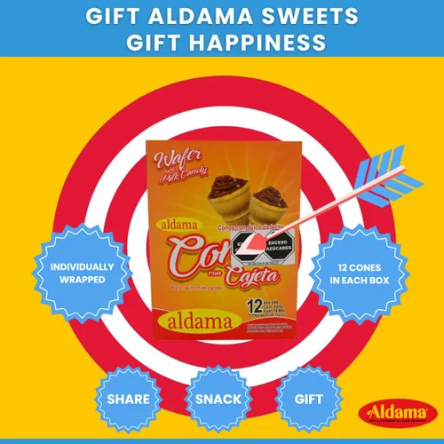 Vista 4 de ALDAMA Conos de caramelo de leche de oblea, conchas de obleas crujientes rellenas de rico relleno de leche mexicana Cajeta (12 piezas)