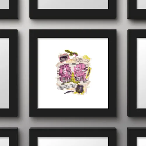 Vista 2 de Trends International Gallery Pops Harry Potter - Póster de pared de Diagon Alley, 12 x 12 pulgadas, versión enmarcada en negro