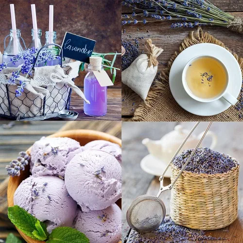 Vista 7 de Lavande Sur Terre 4 tazas de lavanda en botella de vidrio pequeña, brotes de flores de lavanda secas Highland, LV-G-2