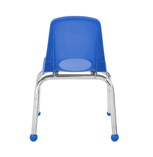 Vista 10 de FDP 15411-BL - Silla escolar apilable de 12 pulgadas, asiento apilable para estudiantes con patas de acero cromado y deslizadores de bolas