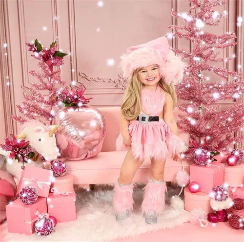 Vista 2 de oneflow Traje de Navidad para recién nacido, vestido de Navidad de terciopelo rojo, mameluco para primer vestido de Navidad