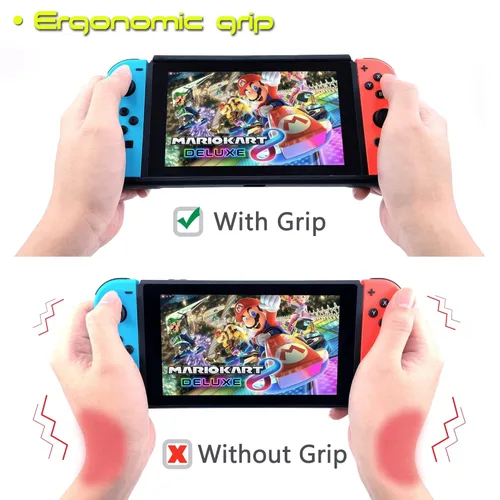 Vista 3 de Protective Case for Nintendo Switch, Grip Case with Game Storage, Nintendo Switch with Stand, Nintendo Switch Cover, Neon Yellow