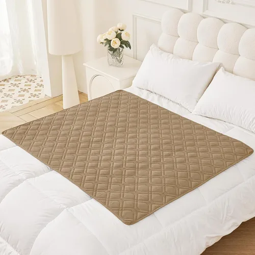 Vista 35 de Smiry Funda impermeable para cama de mascota, suave y lavable, para muebles, cama, sofá, reversible, a cuadros (30 x 53 pulgadas, color beige/beige)