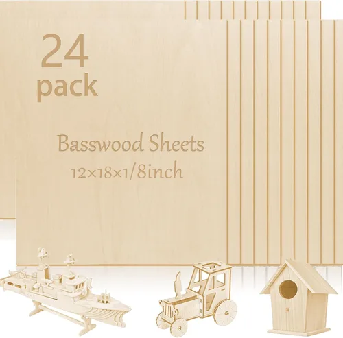 Vista 12 de 48 piezas de madera contrachapada de abedul báltico, 12 x 12 x 1/8 pulgadas, 0.118 pulgadas de grosor, madera sin terminar para manualidades, corte