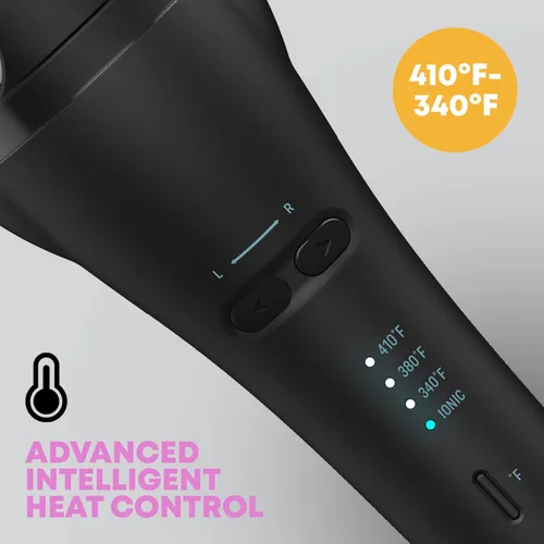 Vista 3 de Revamp Progloss Hollywood - Plancha rizadora automática de brillo avanzado con chorros iónicos dobles hidratantes, barril de cerámica infundido