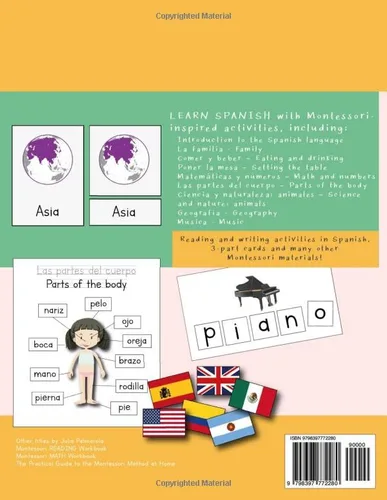 Vista 2 de Montessori Spanish Workbook A Montessori Spanish Book for 3+ Years Old Learn Reading, Numbers, Science, Geography and Music. For Home Learning