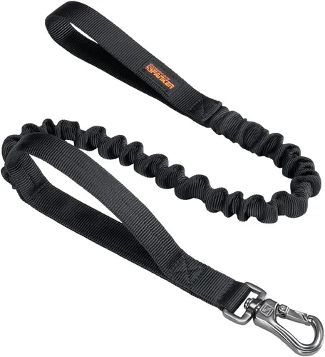 EXCELLENT ELITE SPANKER Correa elástica militar para perros con 2 asas de control acolchadas para perros medianos y pequeños (negro)