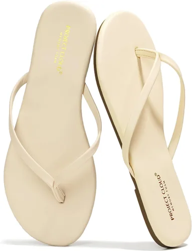 Vista 13 de Project Cloud - Sandalias para mujer planas de espuma viscoelástica, ligeras de cuero vegano, sandalias esenciales de verano para la playa