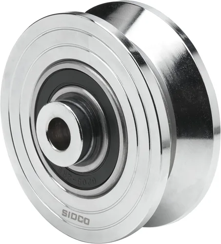 Rueda con ranura en V de 4 pulgadas, acero sólido, rueda de puerta corredera, resistente, rueda de puerta de metal, rueda en forma de V invertida