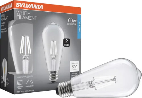 Vista 33 de Sylvania T14 - Bombilla LED transparente de filamento blanco, 3.5 W, regulable, 300 LMS, base media, 2700 K, blanco suave, 1 paquete (42266)