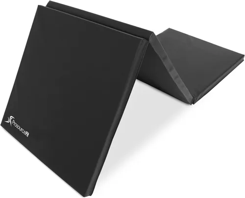 ProSource Tri-Fold Folding Thick Exercise Mat 6’x2’ with Carrying Handles for MMA, Gymnastics, Stretching, Core Workouts