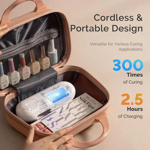 Vista 5 de MelodySusie P-PLUS20F - Lámpara de uñas compacta inalámbrica con innovador panel giratorio y diseño de protección UV, la luz UV recargable cura