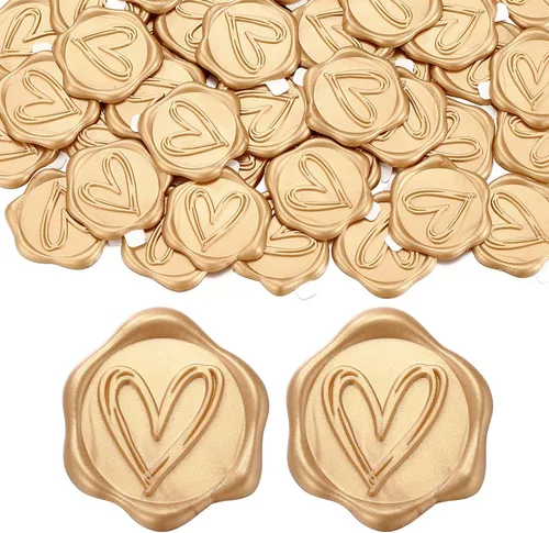 Vista 11 de Yoption Calcomanías de Sello de Cera de Eucalipto, Paquete de 100 Calcomanías Autoadhesivas de Sello para Sobre de Oro Antiguo para Boda, Fiesta