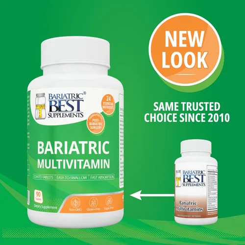 Vista 2 de Multivitamínico bariátrico con hierro para bypass gástrico y cirugía de manga, suplementos energéticos, 90 tabletas, 24 nutrientes esenciales