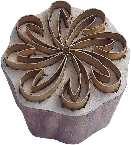 Vista 6 de Royal Kraft Ronda de latón sellos de madera para la impresión de bloques en arcilla, cerámica, tela BBtag001