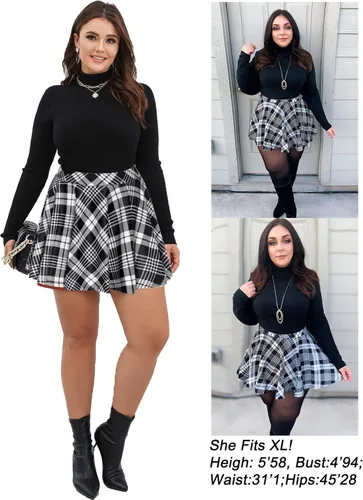 Vista 6 de Avidlove Minifalda plisada a cuadros, cintura alta, falda de patinadora para lencería y colegiala