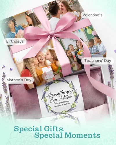 Vista 7 de Máscara de ojos con peso para dormir, yoga, meditación, almohada de ojos de lavanda calentada para dolor de cabeza, sinusitis, alivio de ojos secos