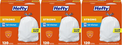 Vista 10 de Bolsas de basura Hefty fuertes y altas para cocina, sin perfume, de 13 galones, 45