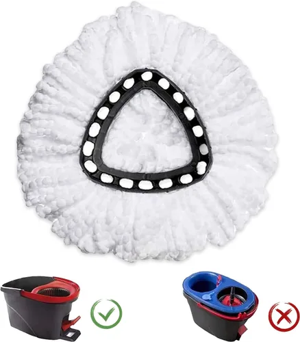 Vista 3 de Paquete de 4 cabezales de repuesto compatibles con la mopa giratoria O-Ceda EasyWring, repuesto de mopa giratoria de microfibra, fácil limpieza