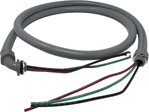Sealproof Conjunto de Látigo de Alimentación, Conducto Eléctrico Flexible Hermético a Líquidos No Metálico de 1/2 Pulgada x 6 Pies y Cable de