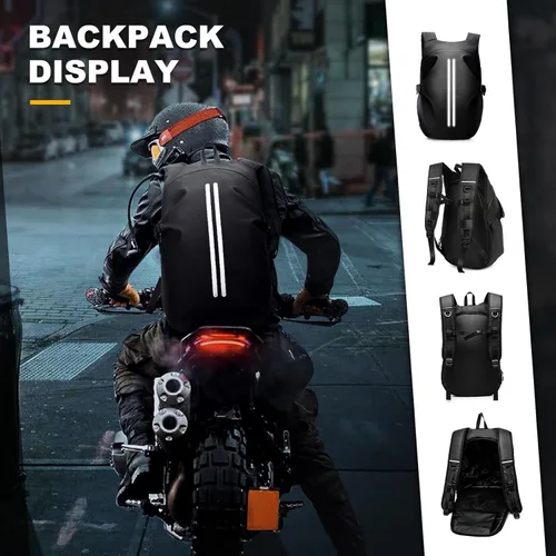 Vista 8 de Mochila para Casco de Motocicleta, Mochilas Impermeables para Montar para Hombres, Accesorios para Motocicletas, Bolsas de Montar en Moto, Mochilas