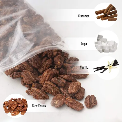 Vista 2 de Nueces tostadas con canela de 60 onzas (3.75 libras) – Nueces dulces tostadas artesanales de Pop'N Nuts glaseadas con canela para satisfacer