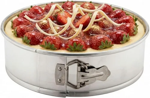 Vista 4 de Restaurantware Met Lux - Molde redondo para tartas de 9 pulgadas, 1 molde desmontable – pestillo de liberación inferior extraíble, bandeja