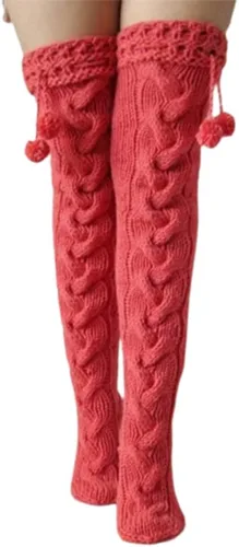 Vista 2 de Juniors Knitting Wool Leg Socks with Good Elasticity Simple to Clean for Home Party Outdoor Wear