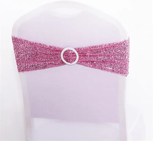 Vista 16 de Dimatic 25 bandas elásticas de elastano con lentejuelas para silla, para bodas, recepciones, eventos, banquetes, sillas y decoración (dorado)