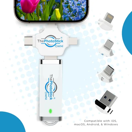 Vista 9 de ThePhotoStick® Omni - Unidad flash USB de 32 GB y memoria extraíble, copia de seguridad automática de fotos y videos para iPhone, Android, Mac y PC
