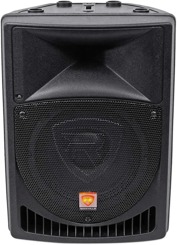 Rockville RPG8 400W 8" Altavoz PA alimentado, sistema de 2 vías, amplificador clase AB, ecualizador de 2 bandas, entradas XLR/RCA/1/4", para DJs y