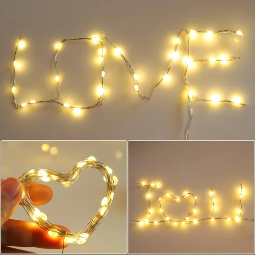 Vista 3 de 6 Piezas Luces de Hadas a Batería, Luces Centelleantes para Decoración de Árbol de Navidad, Luces de Cadena de 10 pies con 30 LEDs, Modos de Luz