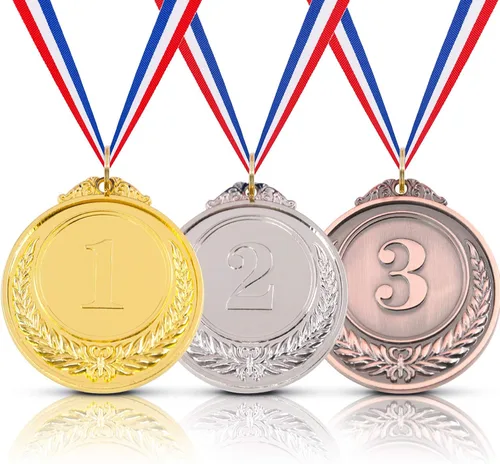 Hilitchi Medallas de oro y plata de bronce con cinta ganadora de premios estilo olímpico para niños, deportes escolares, reuniones, eventos