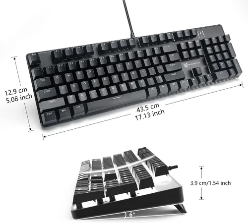 Vista 2 de Teclado mecánico retroiluminado azul hielo con interruptores marrones y diseño de 104 teclas, teclado para juegos con cable intercambiable