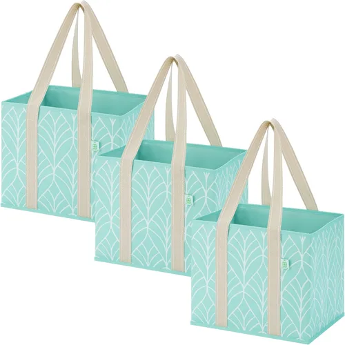 Vista 11 de VENO Paquete de 2 bolsas reutilizables de 8 galones, bolsas de compras extra grandes para comestibles, bolsa utilitaria con asas y parte inferior